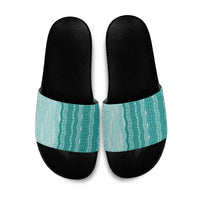 Vintage Teal Hawaiian Traditional Kapa Mix Flowers Lei Slide Sandals LT7 Teal - Polynesian Pride
