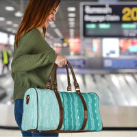 Vintage Teal Hawaiian Traditional Kapa Mix Flowers Lei Travel Bag