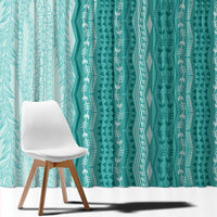 Vintage Teal Hawaiian Traditional Kapa Mix Flowers Lei Window Curtain