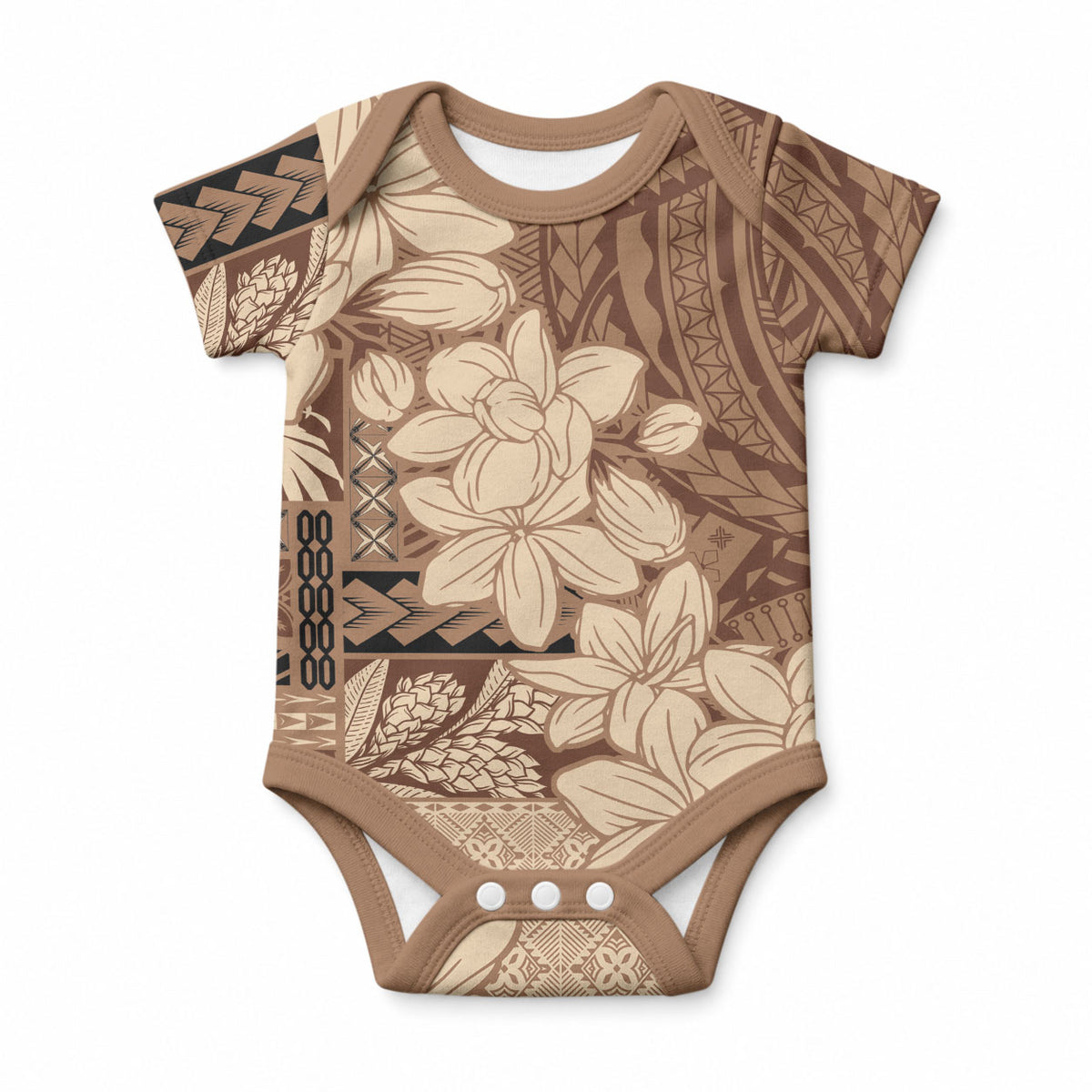Samoa Women's Day Baby Onesie Tiale Flower Mix Siapo Tapa