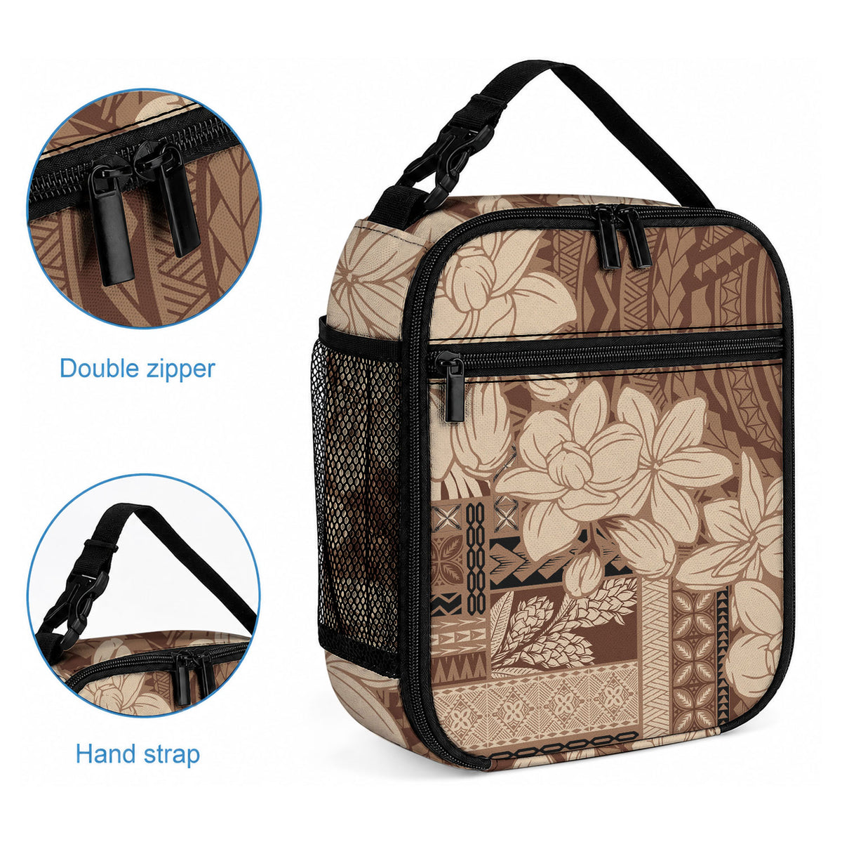 Samoa Women's Day Lunch Bag Tiale Flower Mix Siapo Tapa