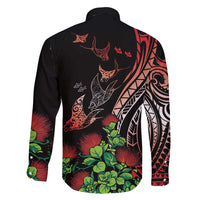 Aloha Hawaii Manta Rays Family Matching Off Shoulder Short Dress and Hawaiian Shirt Red Ohia Lehua LT7 - Polynesian Pride