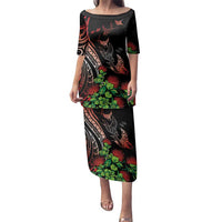 Aloha Hawaii Manta Rays Family Matching Puletasi and Hawaiian Shirt Red Ohia Lehua LT7 Mom's Dress Red - Polynesian Pride