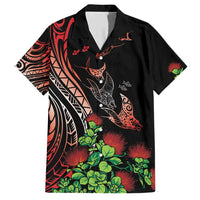 Aloha Hawaii Manta Rays Family Matching Short Sleeve Bodycon Dress and Hawaiian Shirt Red Ohia Lehua LT7 Dad's Shirt - Short Sleeve Red - Polynesian Pride