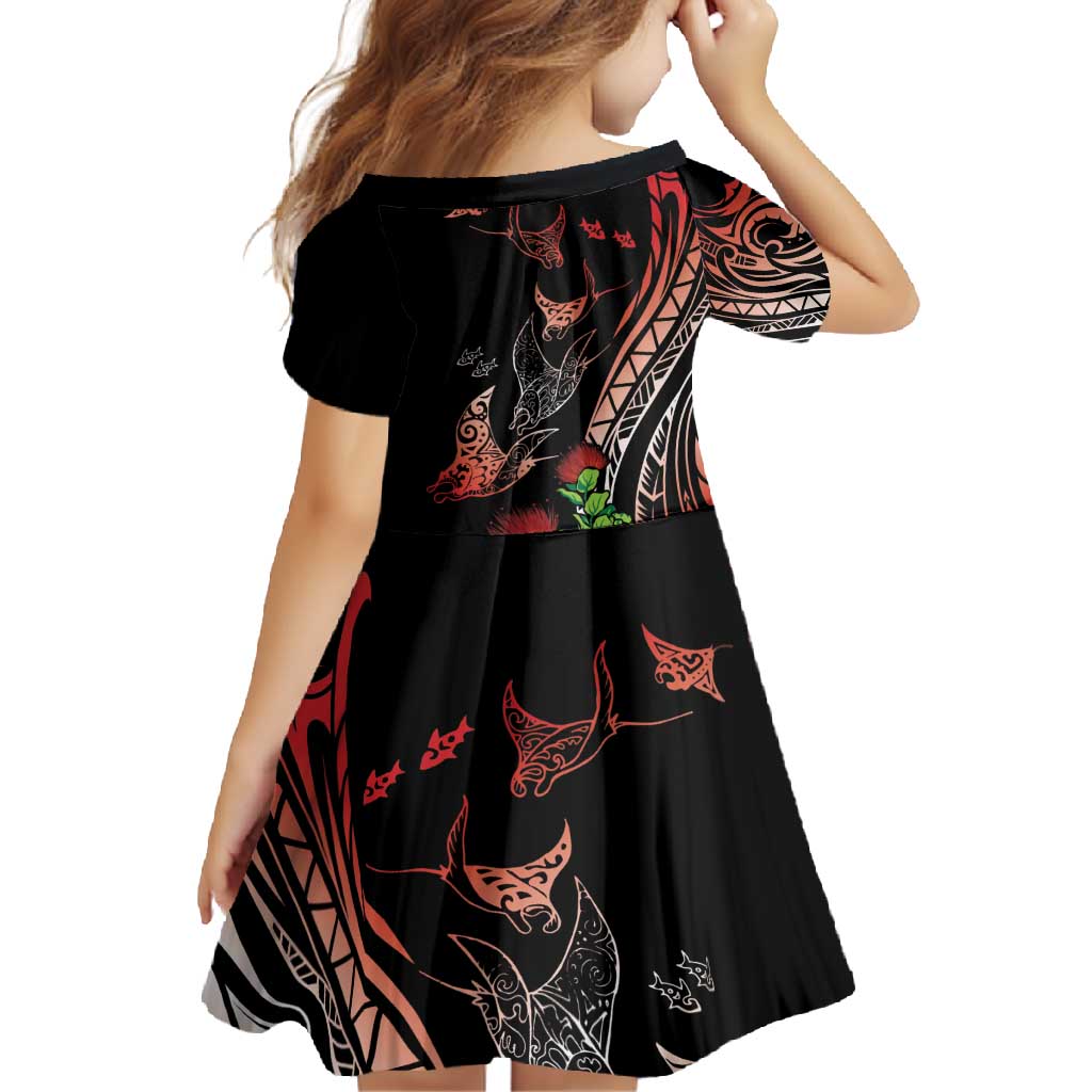 Aloha Hawaii Manta Rays Family Matching Summer Maxi Dress and Hawaiian Shirt Red Ohia Lehua LT7 - Polynesian Pride