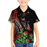 Aloha Hawaii Manta Rays Family Matching Summer Maxi Dress and Hawaiian Shirt Red Ohia Lehua LT7 Son's Shirt Red - Polynesian Pride
