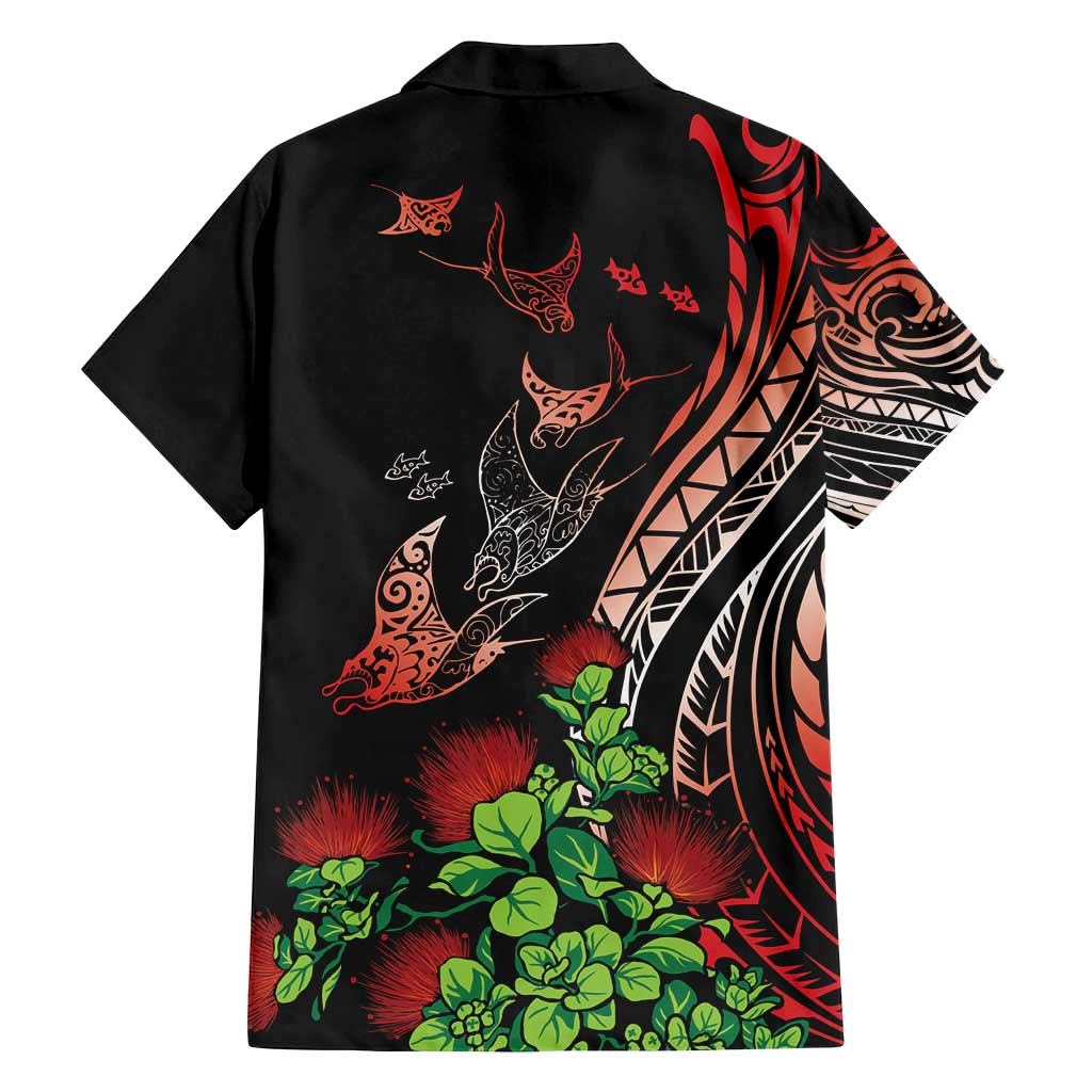 Aloha Hawaii Manta Rays Family Matching Tank Maxi Dress and Hawaiian Shirt Red Ohia Lehua LT7 - Polynesian Pride