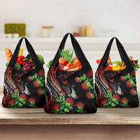 Aloha Hawaii Manta Rays Grocery Bag Red Ohia Lehua LT7 3-pack One Size Red - Polynesian Pride