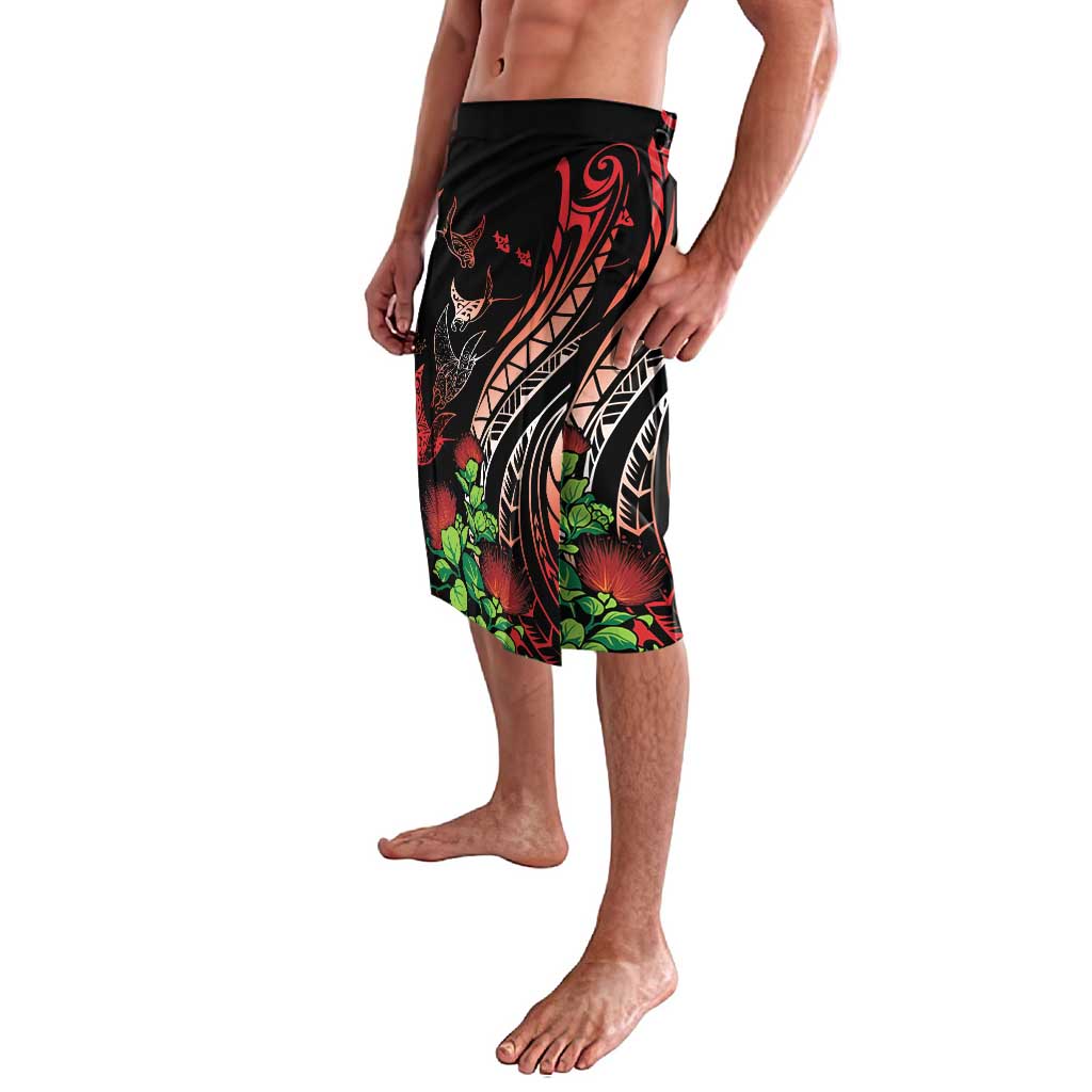 Aloha Hawaii Manta Rays Lavalava Red Ohia Lehua