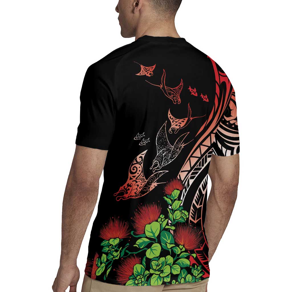 Aloha Hawaii Manta Rays Rugby Jersey Red Ohia Lehua LT7 - Polynesian Pride