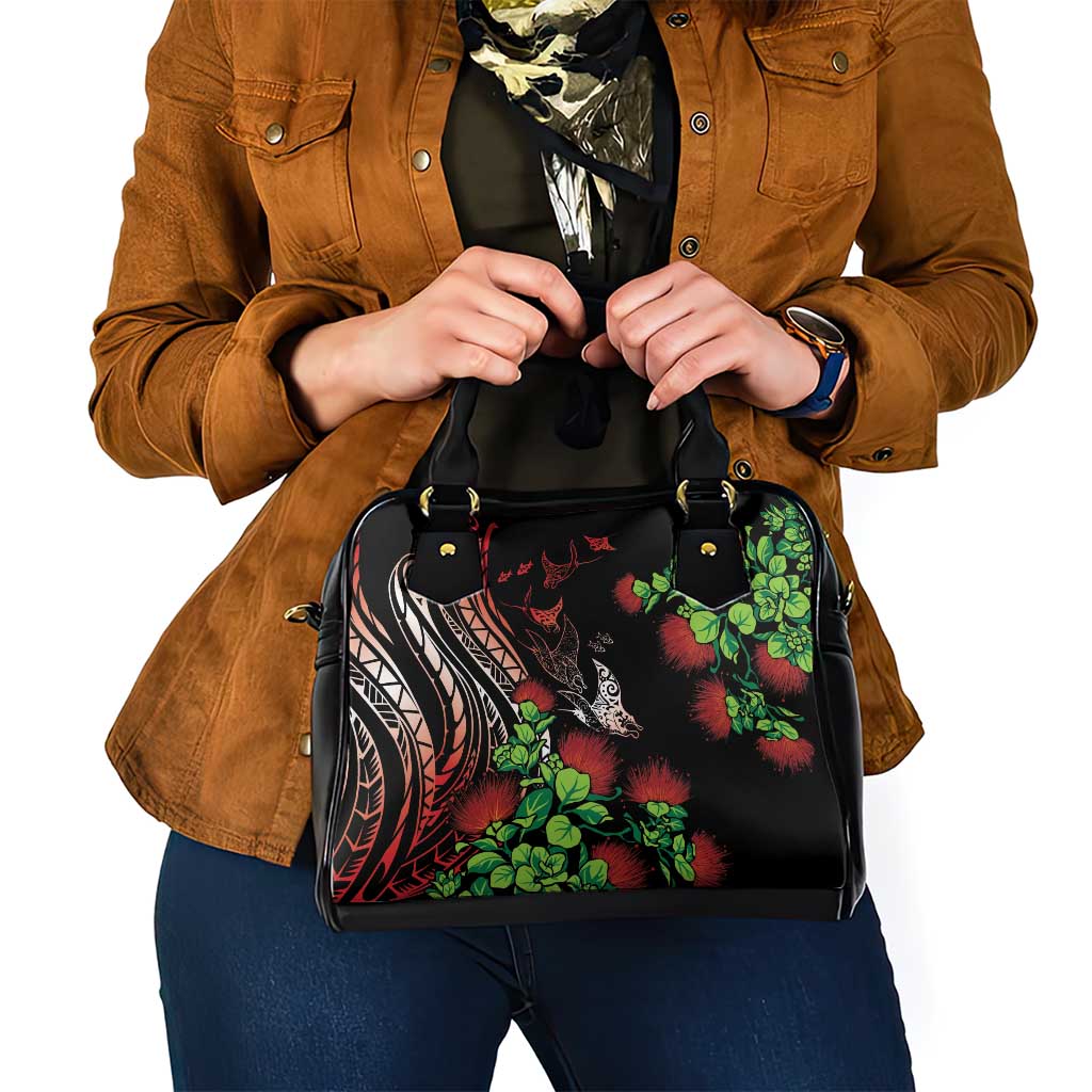 Aloha Hawaii Manta Rays Shoulder Handbag Red Ohia Lehua