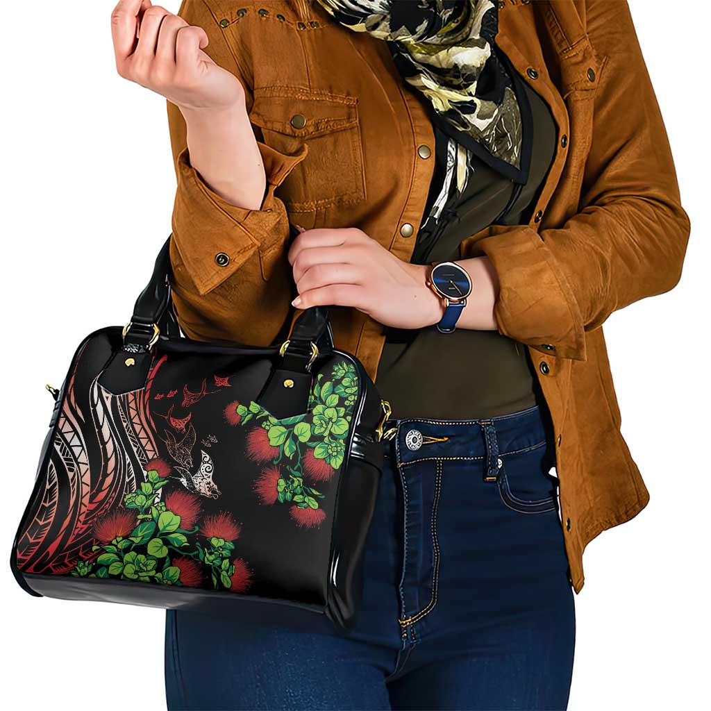 Aloha Hawaii Manta Rays Shoulder Handbag Red Ohia Lehua