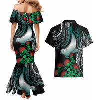 Aloha Hawaii Monk Seal Couples Matching Mermaid Dress and Hawaiian Shirt Mix Ohia Lehua LT7 - Polynesian Pride
