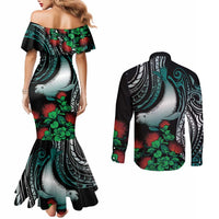 Aloha Hawaii Monk Seal Couples Matching Mermaid Dress and Long Sleeve Button Shirt Mix Ohia Lehua LT7 - Polynesian Pride