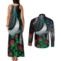 Aloha Hawaii Monk Seal Couples Matching Tank Maxi Dress and Long Sleeve Button Shirt Mix Ohia Lehua LT7 - Polynesian Pride