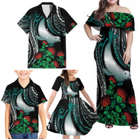 Aloha Hawaii Monk Seal Family Matching Off Shoulder Maxi Dress and Hawaiian Shirt Mix Ohia Lehua LT7 - Polynesian Pride