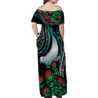 Aloha Hawaii Monk Seal Family Matching Off Shoulder Maxi Dress and Hawaiian Shirt Mix Ohia Lehua LT7 - Polynesian Pride