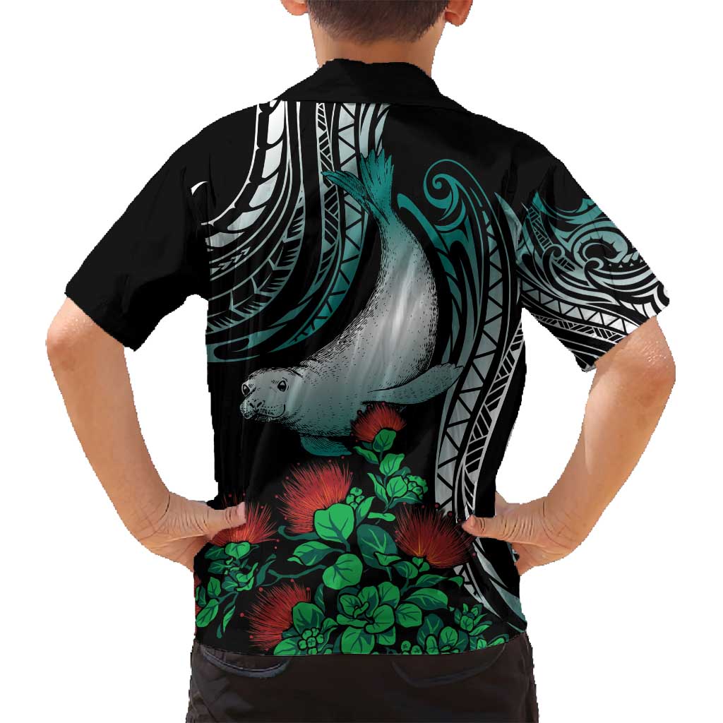 Aloha Hawaii Monk Seal Family Matching Tank Maxi Dress and Hawaiian Shirt Mix Ohia Lehua LT7 - Polynesian Pride