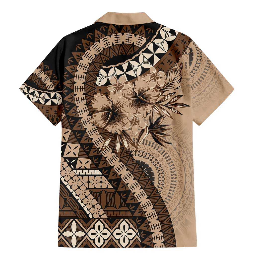 Bula Fiji Family Matching Mermaid Dress and Hawaiian Shirt Mocha Brown Kaivity Masi Tapa LT7 - Polynesian Pride