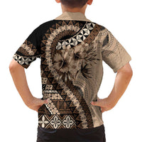 Bula Fiji Family Matching Short Sleeve Bodycon Dress and Hawaiian Shirt Mocha Brown Kaivity Masi Tapa LT7 - Polynesian Pride