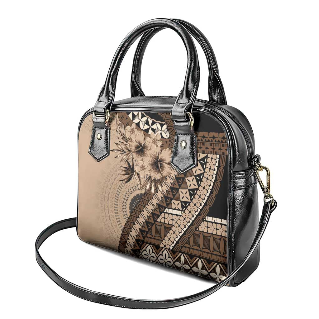 Bula Fiji Shoulder Handbag Mocha Brown Kaivity Masi Tapa LT7 - Polynesian Pride