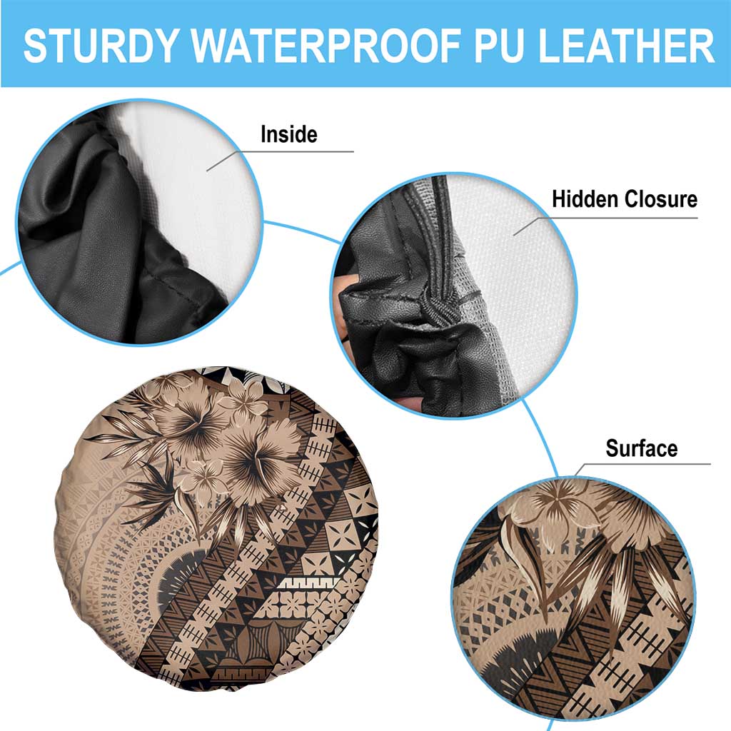 Bula Fiji Spare Tire Cover Mocha Brown Kaivity Masi Tapa