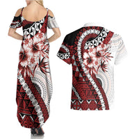 Bula Fiji Couples Matching Summer Maxi Dress and Hawaiian Shirt White Kaivity Masi Tapa LT7 - Polynesian Pride
