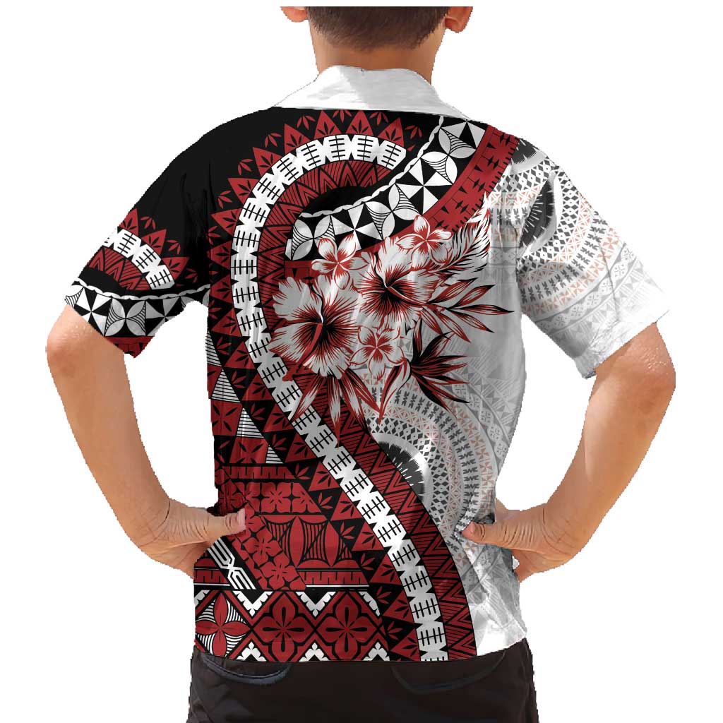 Bula Fiji Family Matching Mermaid Dress and Hawaiian Shirt White Kaivity Masi Tapa LT7 - Polynesian Pride