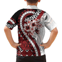 Bula Fiji Family Matching Off The Shoulder Long Sleeve Dress and Hawaiian Shirt White Kaivity Masi Tapa LT7 - Polynesian Pride
