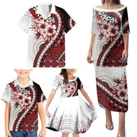 Bula Fiji Family Matching Puletasi and Hawaiian Shirt White Kaivity Masi Tapa LT7 - Polynesian Pride