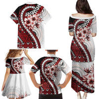 Bula Fiji Family Matching Puletasi and Hawaiian Shirt White Kaivity Masi Tapa LT7 - Polynesian Pride