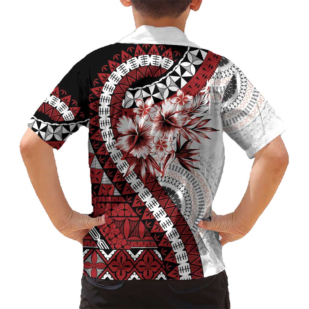 Bula Fiji Family Matching Short Sleeve Bodycon Dress and Hawaiian Shirt White Kaivity Masi Tapa LT7 - Polynesian Pride