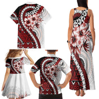 Bula Fiji Family Matching Tank Maxi Dress and Hawaiian Shirt White Kaivity Masi Tapa LT7 - Polynesian Pride