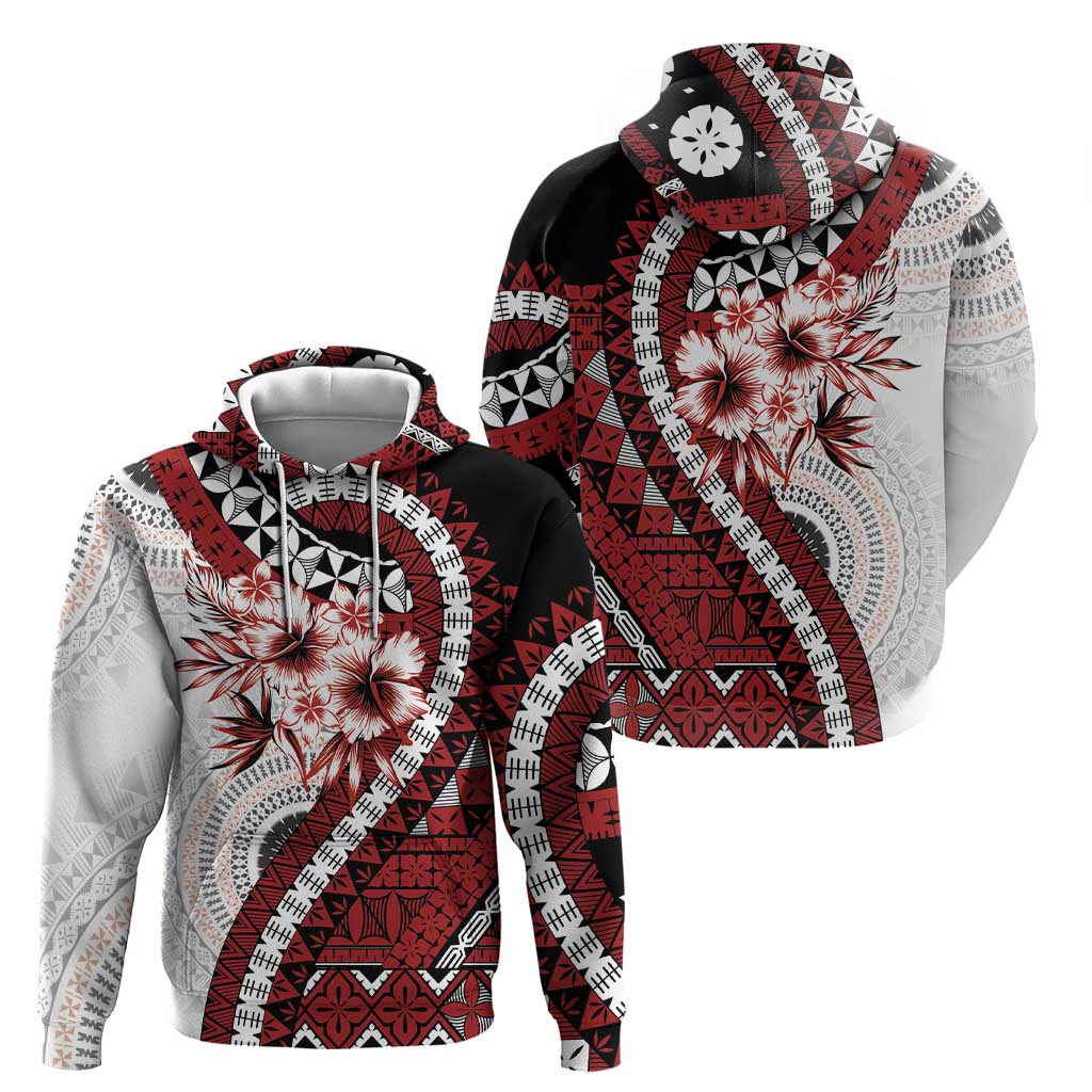 Bula Fiji Hoodie White Kaivity Masi Tapa LT7 - Polynesian Pride