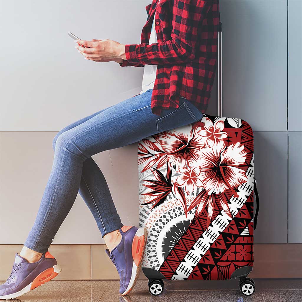 Bula Fiji Luggage Cover White Kaivity Masi Tapa