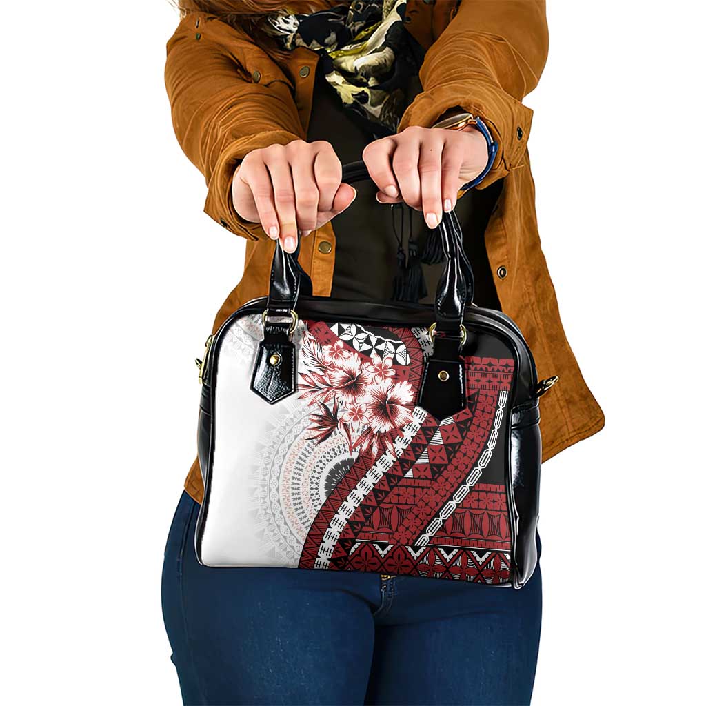 Bula Fiji Shoulder Handbag White Kaivity Masi Tapa