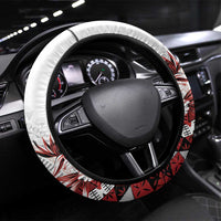 Bula Fiji Steering Wheel Cover White Kaivity Masi Tapa LT7 Universal Fit White - Polynesian Pride
