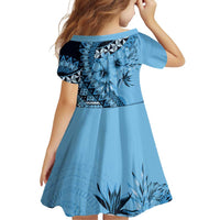 Bula Fiji Family Matching Off Shoulder Short Dress and Hawaiian Shirt Turquoise Kaivity Masi Tapa LT7 - Polynesian Pride