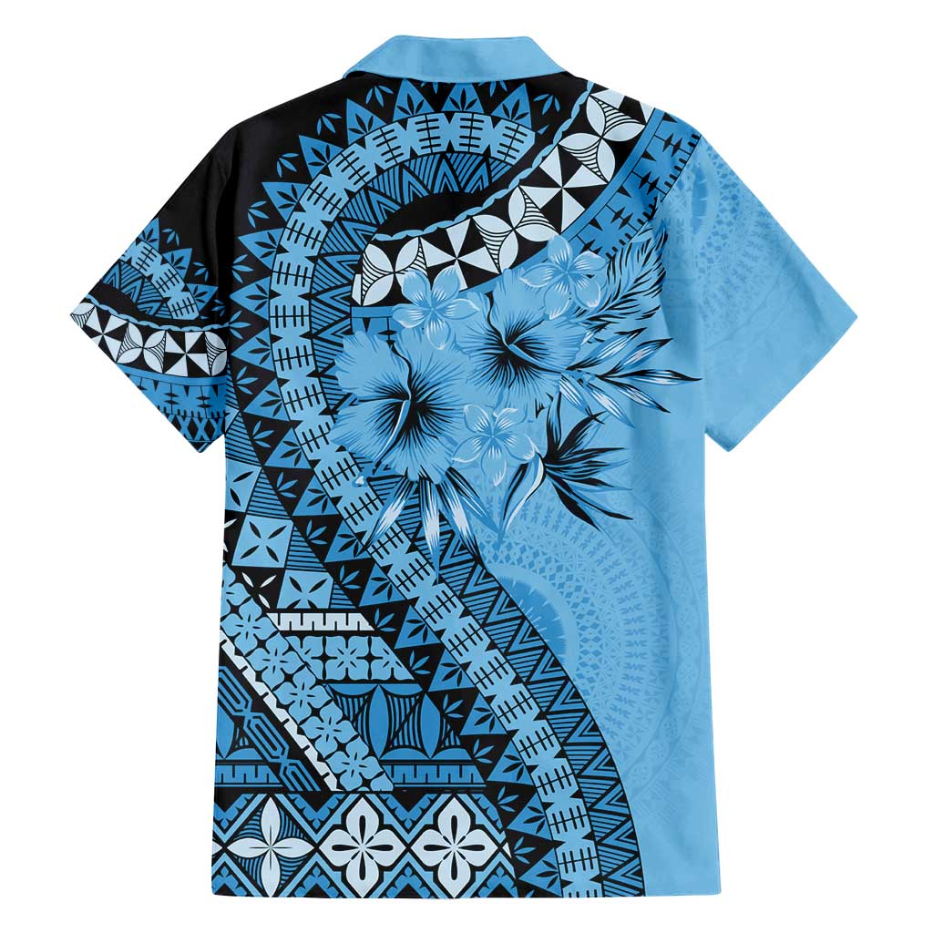Bula Fiji Family Matching Puletasi and Hawaiian Shirt Turquoise Kaivity Masi Tapa LT7 - Polynesian Pride