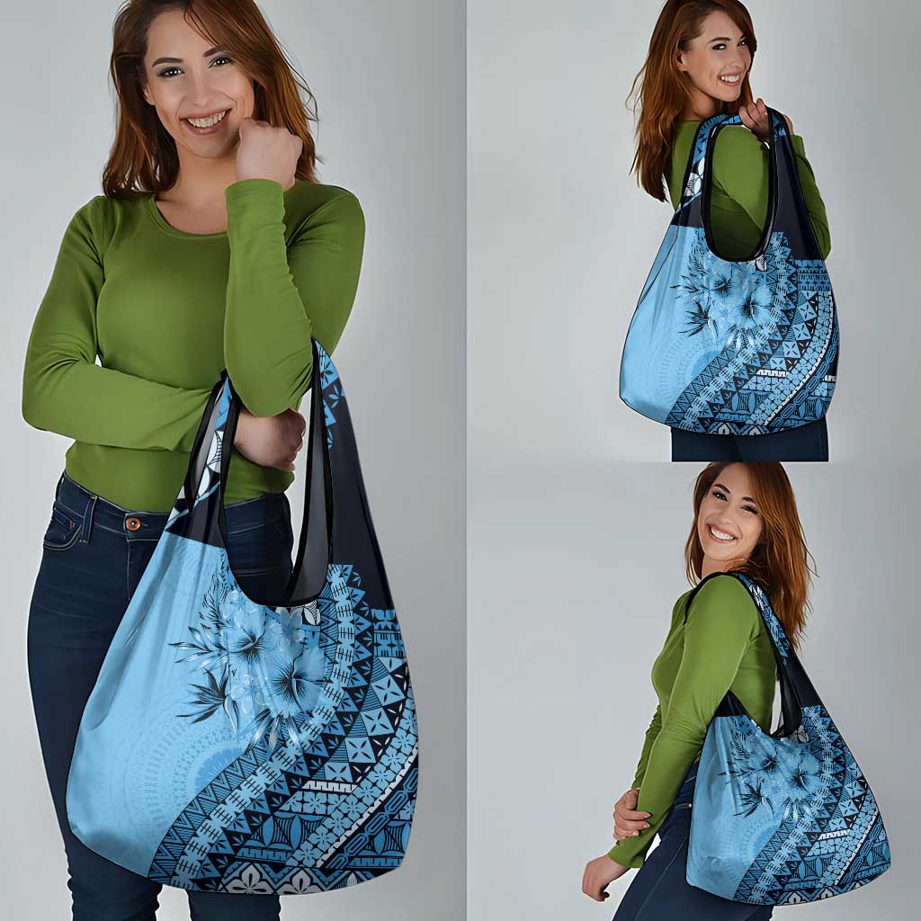 Bula Fiji Grocery Bag Turquoise Kaivity Masi Tapa