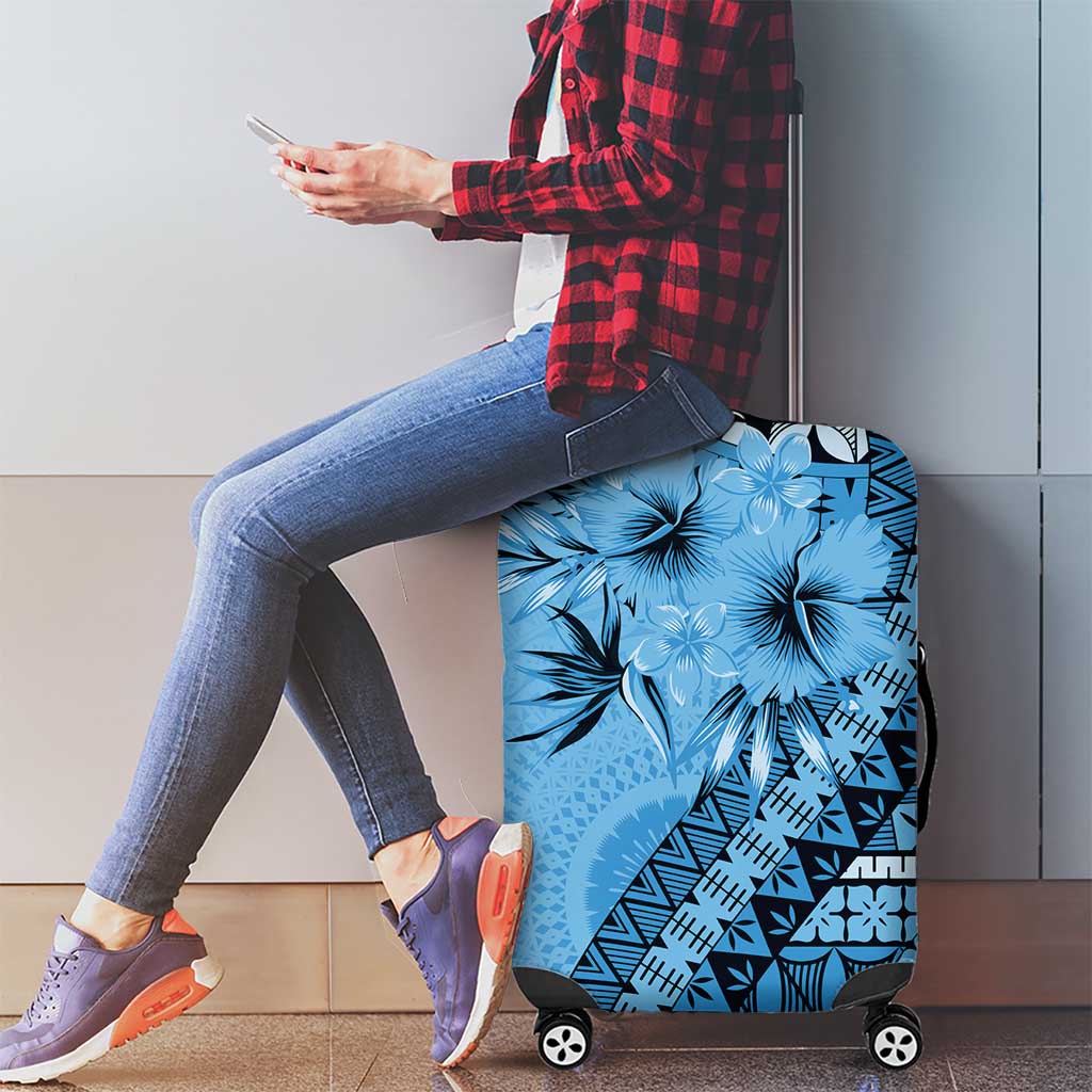 Bula Fiji Luggage Cover Turquoise Kaivity Masi Tapa LT7 - Polynesian Pride