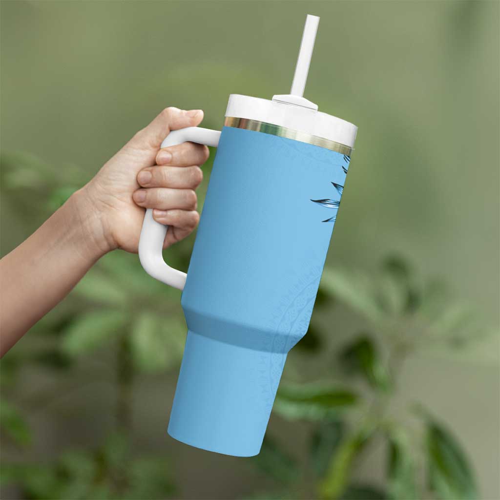 Bula Fiji Tumbler With Handle Turquoise Kaivity Masi Tapa