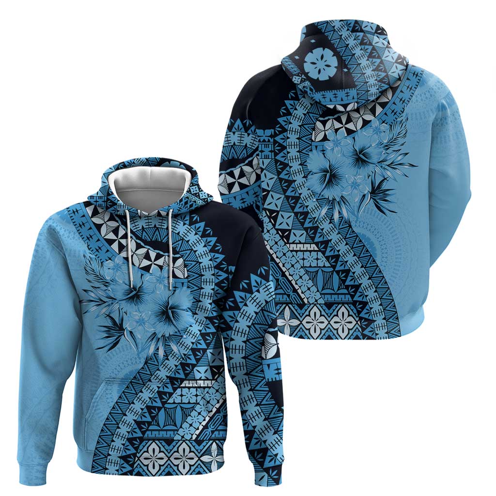 Bula Fiji Zip Hoodie Turquoise Kaivity Masi Tapa