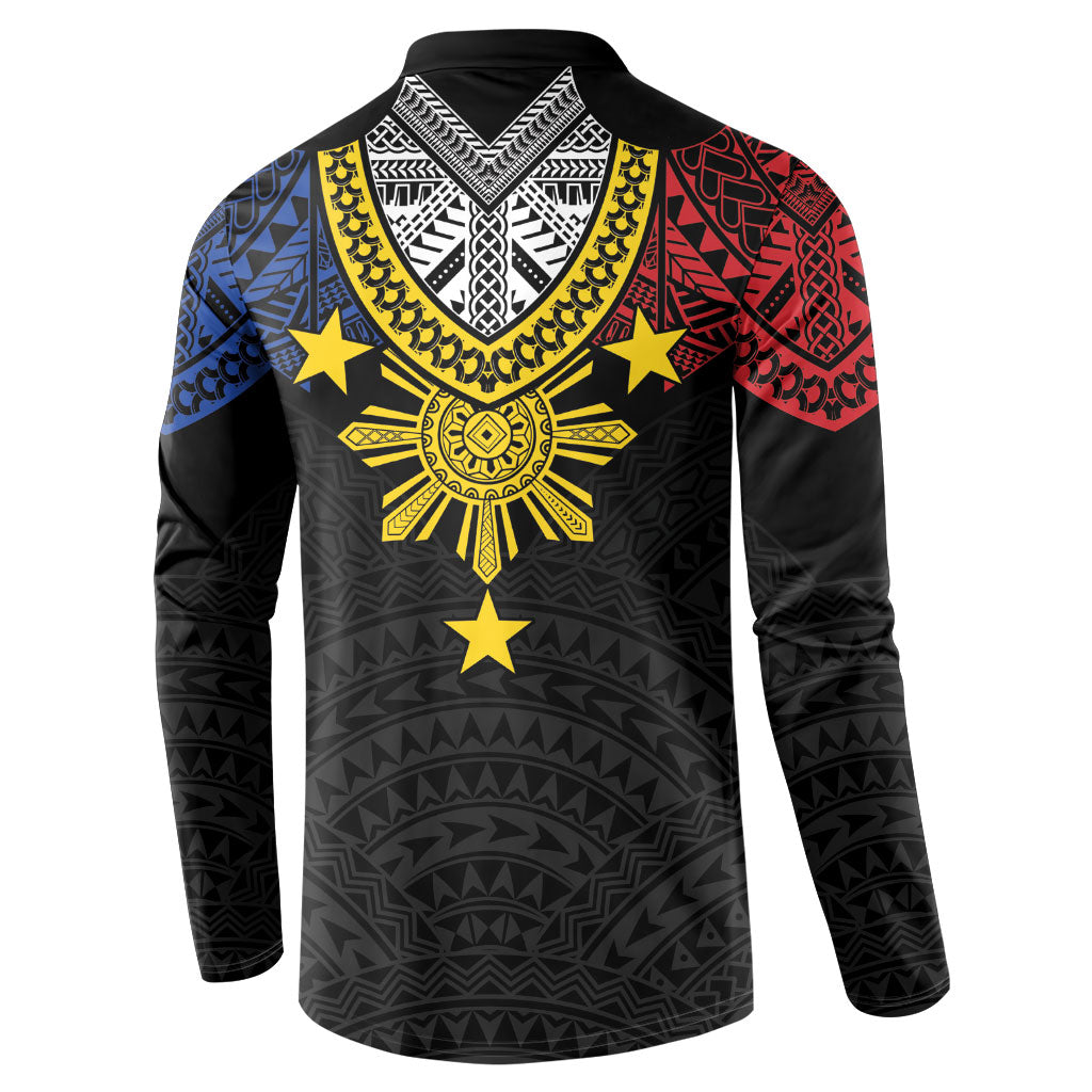 Philippines Heritage Baybayin Mix Polynesian Button Sweatshirt