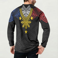 Philippines Heritage Baybayin Mix Polynesian Button Sweatshirt