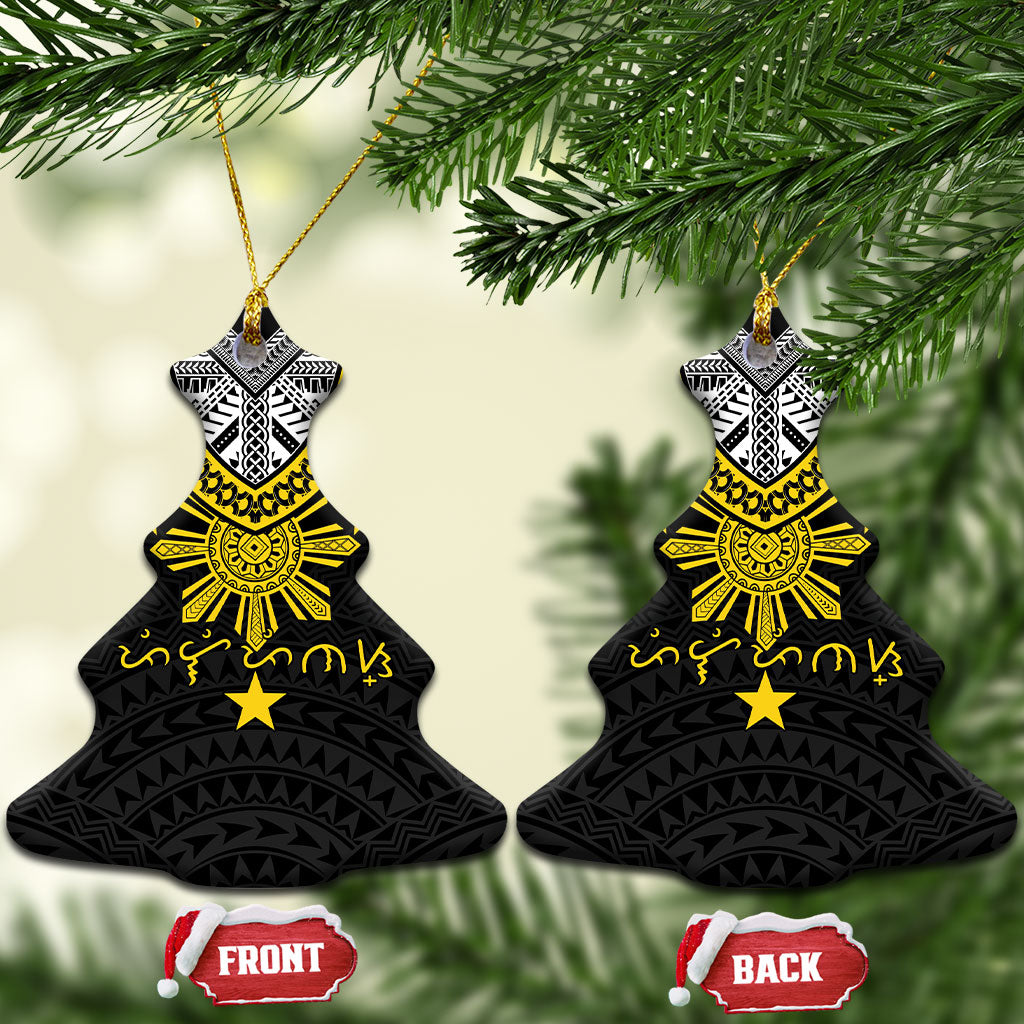 Philippines Heritage Baybayin Mix Polynesian Ceramic Ornament LT7 Christmas Tree Black - Polynesian Pride