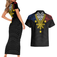 Philippines Heritage Baybayin Mix Polynesian Couples Matching Short Sleeve Bodycon Dress and Hawaiian Shirt LT7 - Polynesian Pride