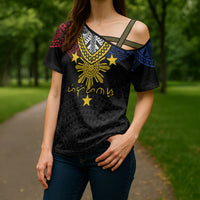 Philippines Heritage Baybayin Mix Polynesian Cross Shoulder Shirt