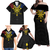 Philippines Heritage Baybayin Mix Polynesian Family Matching Off Shoulder Maxi Dress and Hawaiian Shirt LT7 - Polynesian Pride