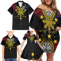 Philippines Heritage Baybayin Mix Polynesian Family Matching Off Shoulder Short Dress and Hawaiian Shirt LT7 - Polynesian Pride